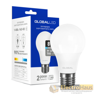 LED лампа GLOBAL A60 8W яркий свет 220V E27 (1-GBL-162-02)